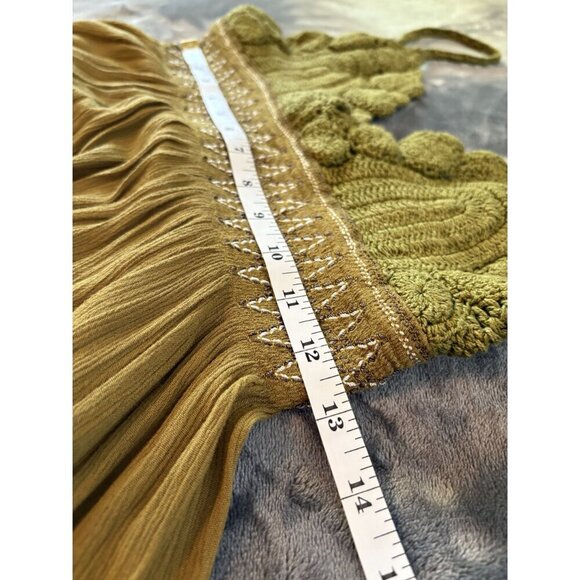 Free People Women's Crochet Babydoll Cami Top S Green Boho Festival Going Out - Picture 8 of 9